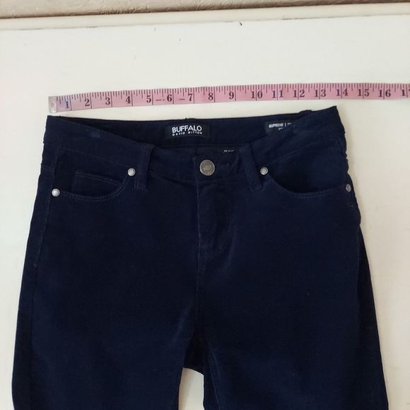 Buffalo David Bitton Blue Corduroy Pants Supreme Mid Rise Skinny Stretch Sz 2 - Picture 7 of 10